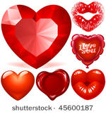 vector set of red hearts