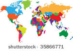 colored map of world with...