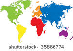 colored map of the world with...