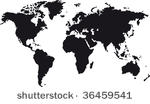 black map of world with...