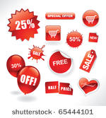 set of red sale stickers  tags  ...