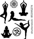 yoga silhouettes and symbols