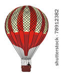 hot air balloon vintage vector...