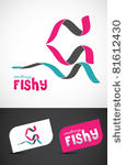 stylized ribbon fish icon  ...