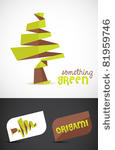 stylized origami tree  vector...