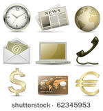 business website gold icon set