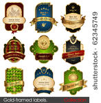 set of gold framed labels....