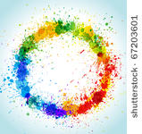 color paint splashes round...
