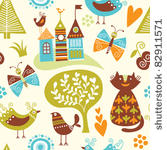 seamless pattern with cartoon...