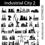 industrial buildings on a white ...