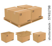 set of vector cardboard boxes