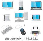 vector white computer icon set. ...