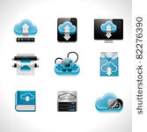 vector cloud computing icon set