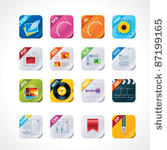 square file labels icon set