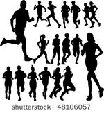 running people set vector