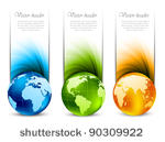 set of banners with globe