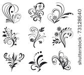 set of floral design elements....