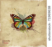 retro butterfly design on old...