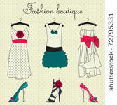 fashion boutique set  stylized...