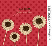 retro card with gerbera daisy...