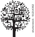 silhouette of stylized tree...