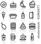 fast food minimalistic icons set