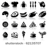 kitchen and food black icons set