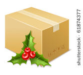 christmas box icon. mistletoe