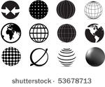 set of black and white globe...