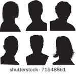 set of silhouettes of heads ...
