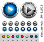 glossy media buttons. vector