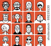 doodle faces set   one of a...