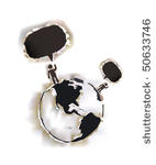 ripped paper globe with talking ...