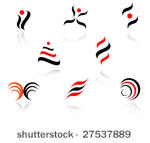 set of red and black symbols on ...