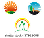 colorful isolated nature icons  ...