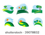 colorful isolated nature icons  ...