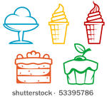 set of dessert food isolated on ...