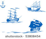 set of sail ships isolated on...