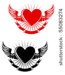 retro heart with wings for...