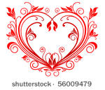 red valentine heart in floral...