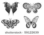 isolated tattoos of butterfly...