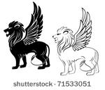 isolated lion with wings for...