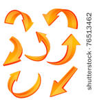 set of glossy orange arrow...