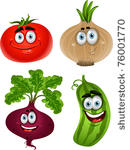 funny cartoon cute vegetables   ...