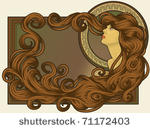 art nouveau styled woman's face ...