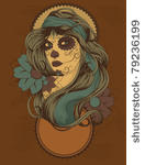 woman as sugar skull with...
