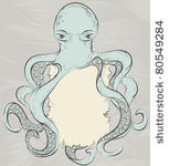 hand drawn detailed octopus...