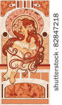 art nouveau styled woman with...