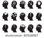 black profiles with idea symbols