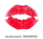 lipstick kiss on white...